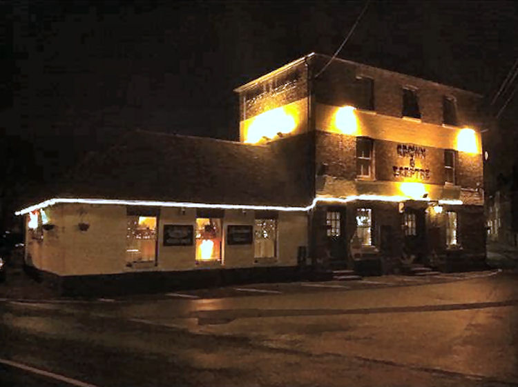 Crown and Sceptre at night