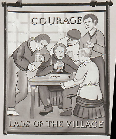 Lads of the Village sign 1970
