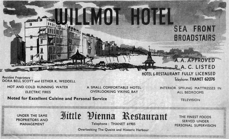 Willmot Hotel advert 1956