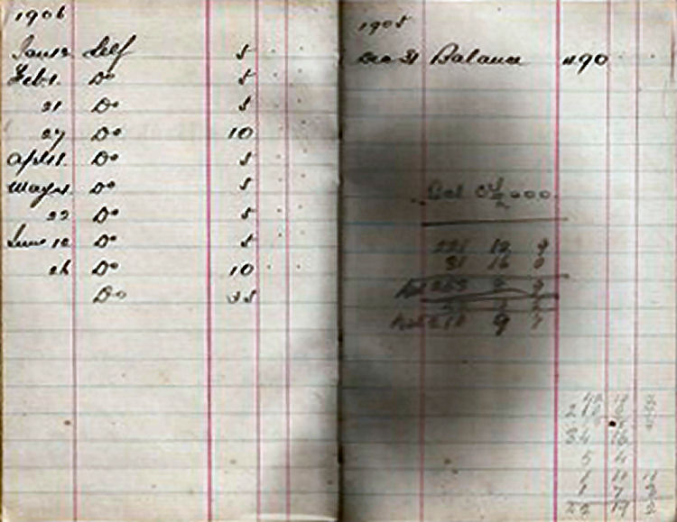 Paying in book 1905-6