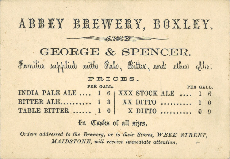 Abbey Brewery price card