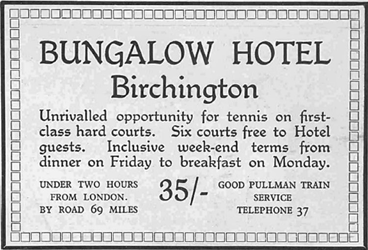 Bungalow Hotel advert 1930