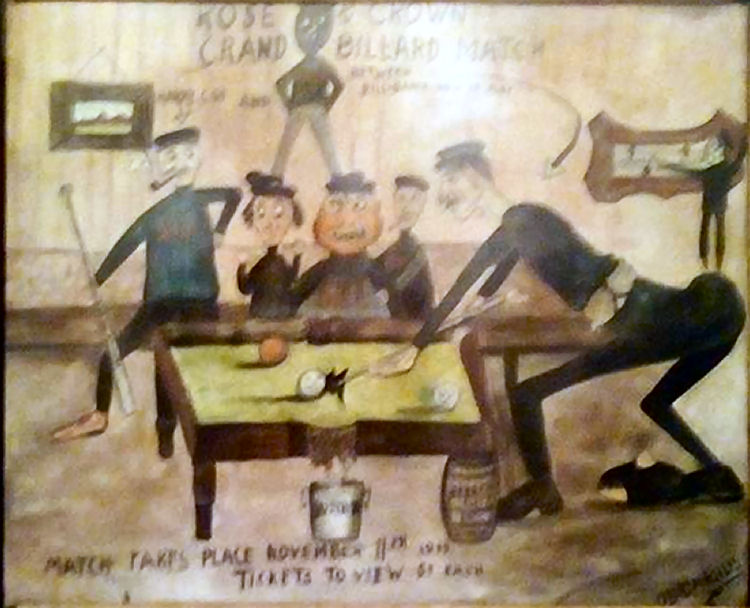 Rose and Crown billiard watercolour 1919