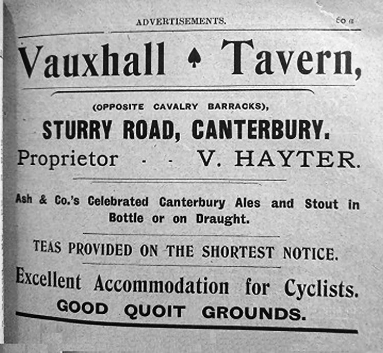 Vauxhall Tavern advert 1888