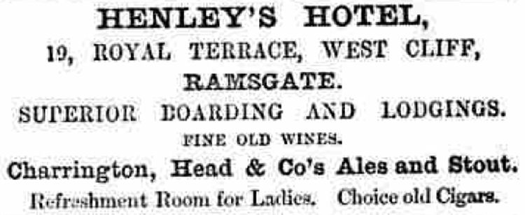 Henley's Hotel advert 1860