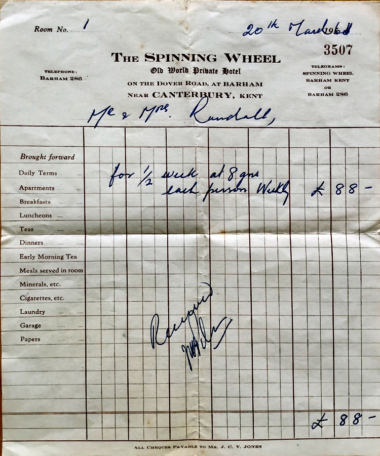 Spinning Wheel receipt