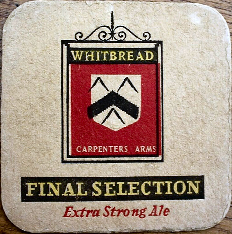 Carpenter's Arms beermat 1968