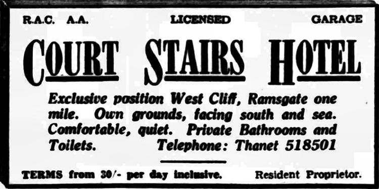 Court Stairs Hotel advert 1955