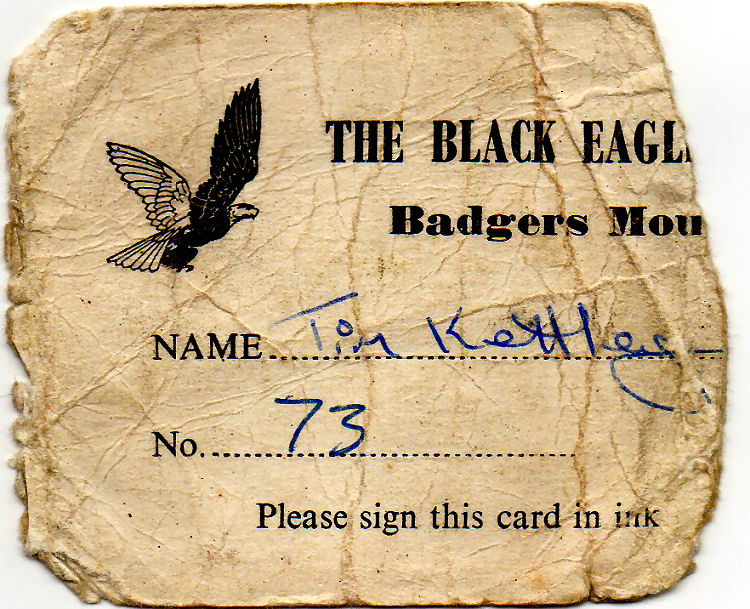 Black Eagle entry card 1968