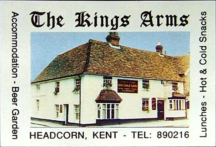 King's Arms matchbox 1984