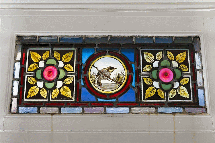 Red Lion stained glass window