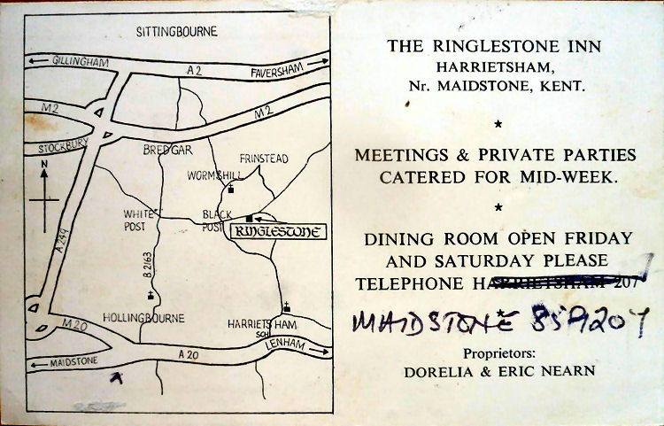 Ringlestone Inn business card