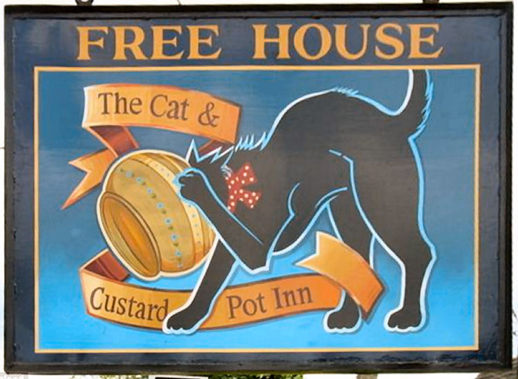 Cat and Custard Pot sign