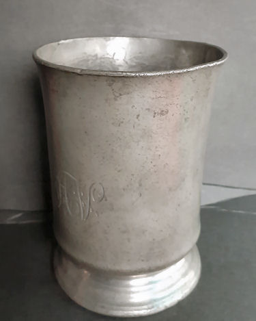 Cricketer's pewter mug