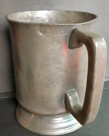 Cricketer's pewter mug