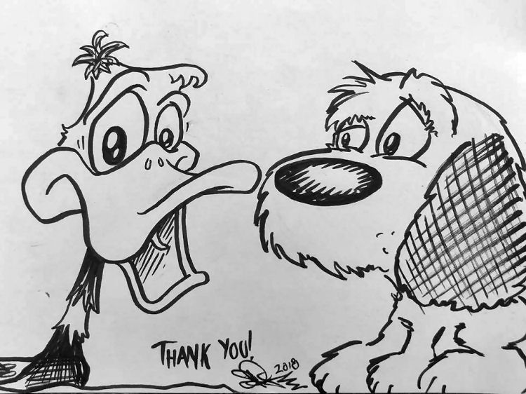 Dog and Duck drawing 2018