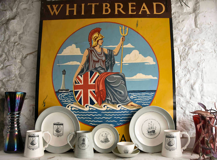 Britannia sign and pottery