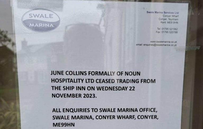 Ship Inn closure sign 2024
