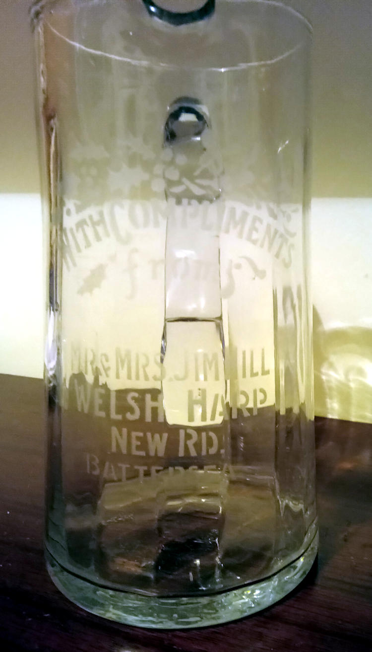 Welsh Harp glass jug