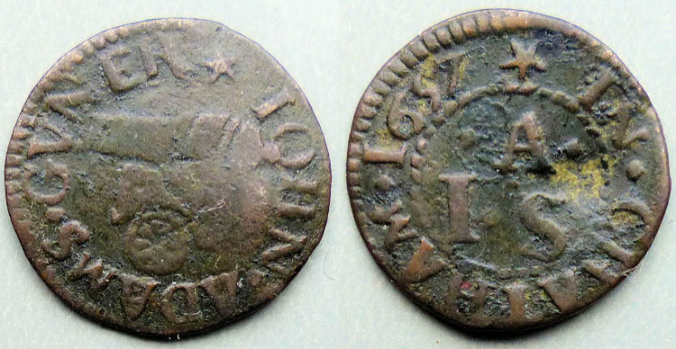 Cannon farthing token 1657