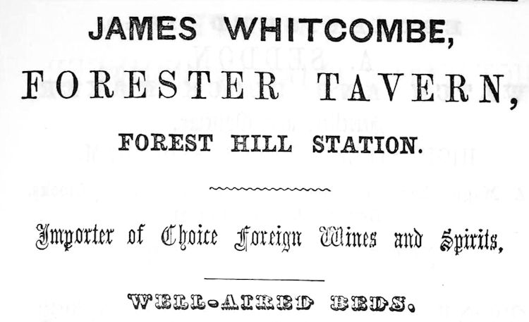 Foresters Tavern advert 1859