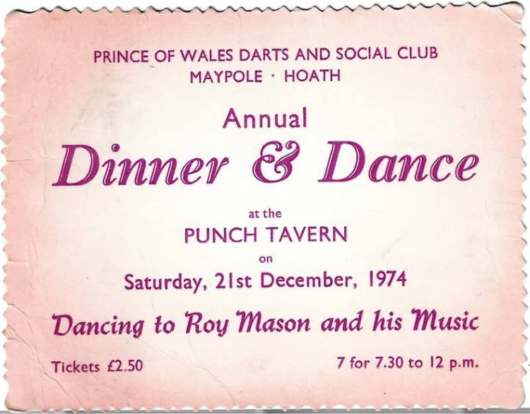 Dinner and Dance ticket 1974