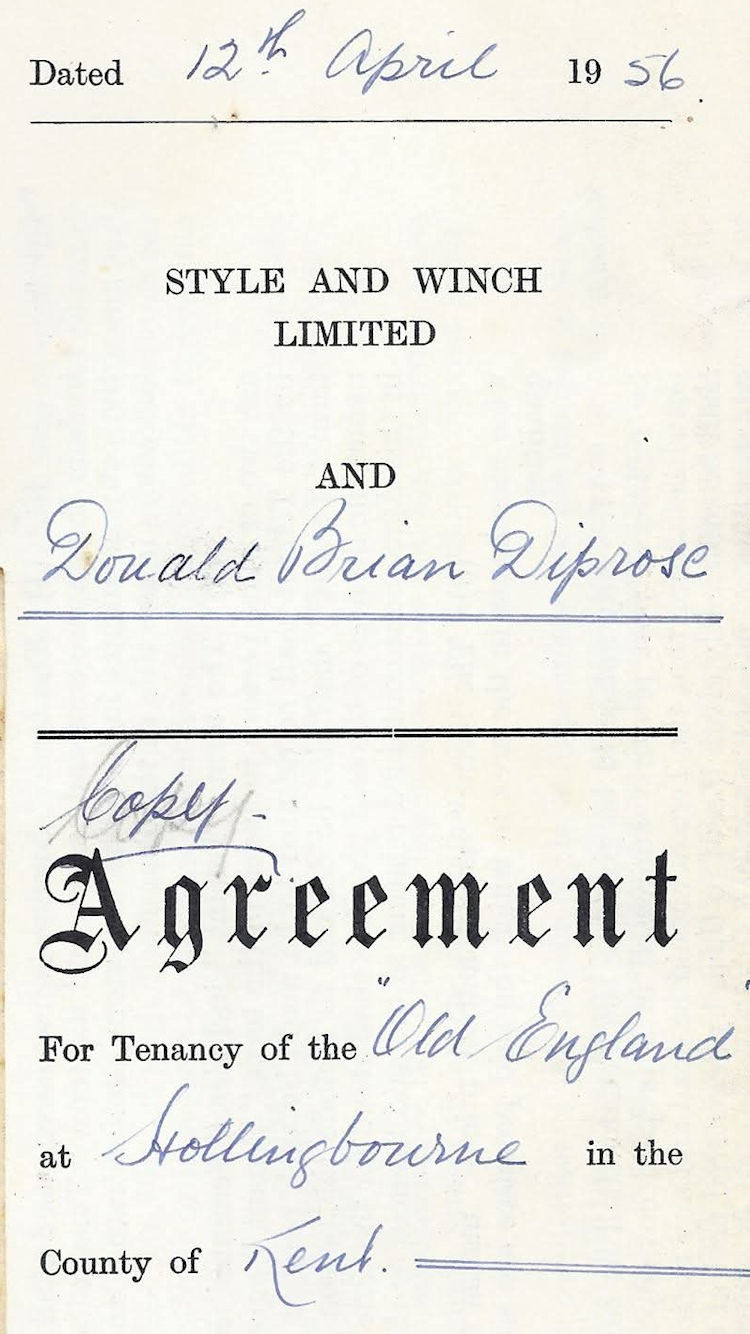 Old England licece agreement 1956