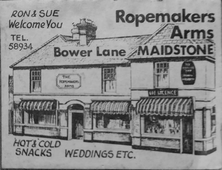 Ropemakers Arms matchbox 1980s