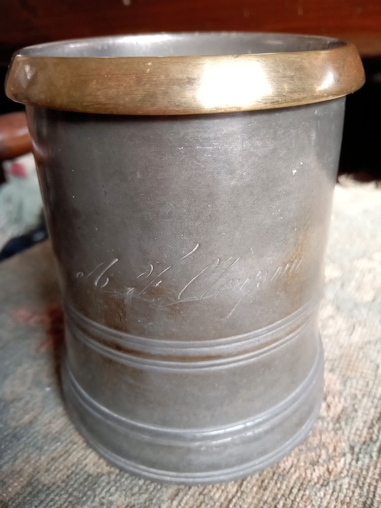 White Swan pewter mug