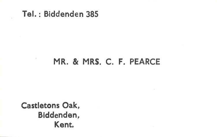 Castleton's Oak business card 1950s