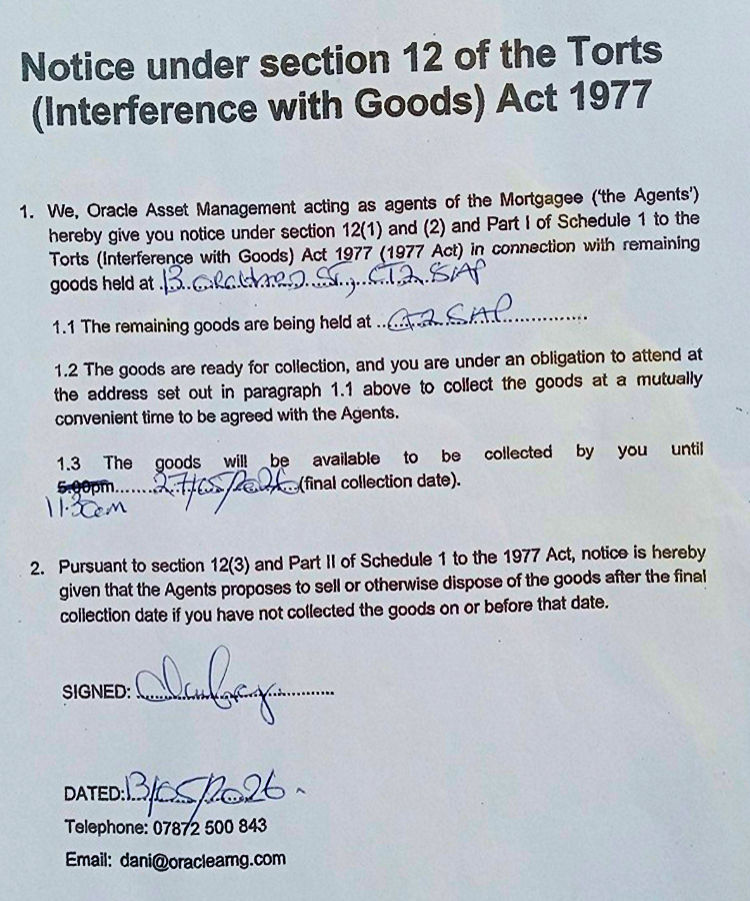 Black Horse repossession order