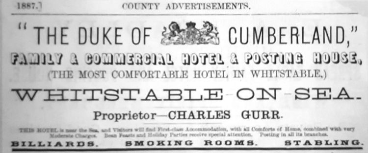 Duke of Cumberland advert 1887