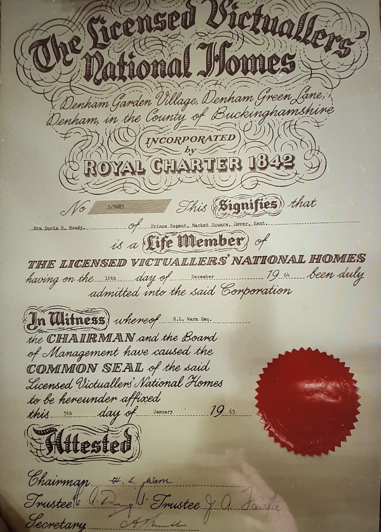 Licensed Victualers document 1964