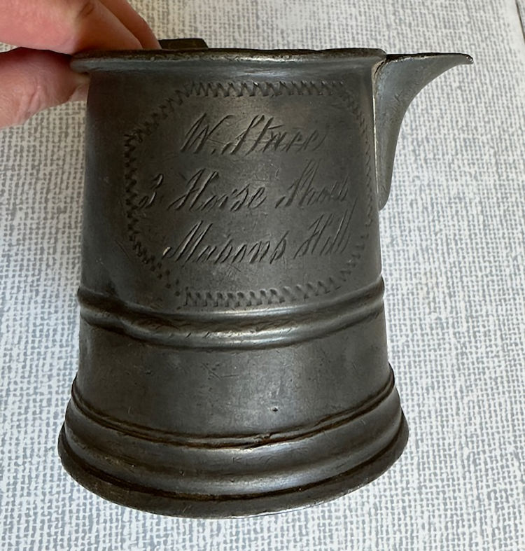 Three Horseshoes pewter mug
