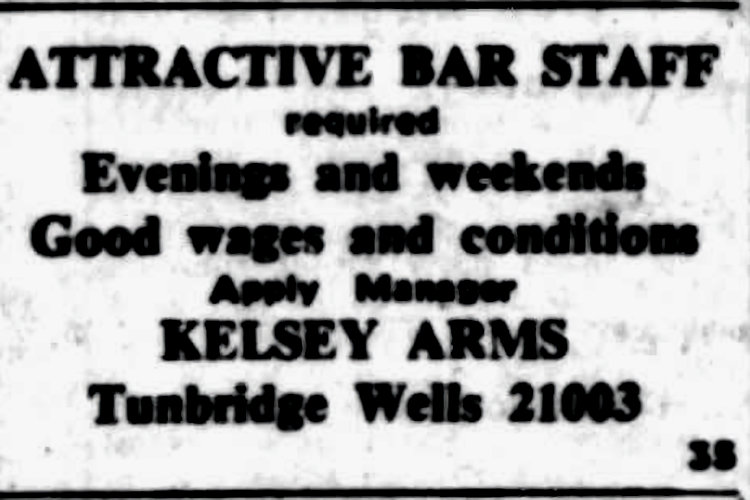 Kelsey Arms advert 1973