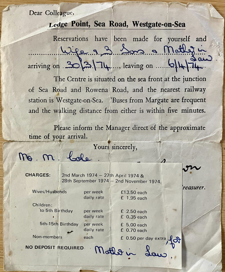 Ledge Point price list 1974
