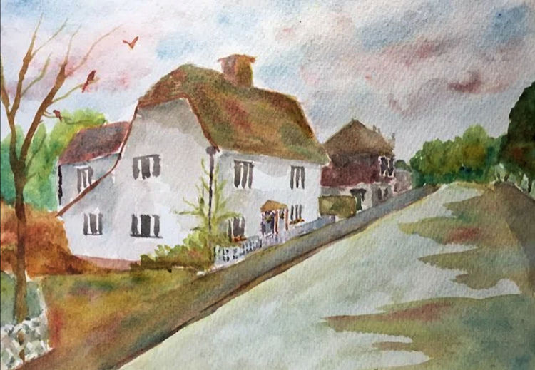 Wisteria Cottage painting