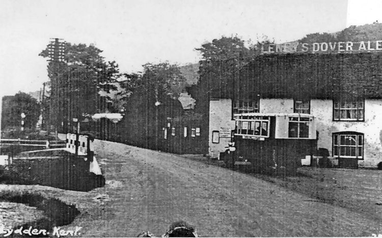 Bus outside Bell in Lydden date unknown