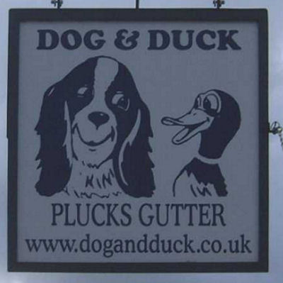 Dog and Duck sign at Plucks Gutter