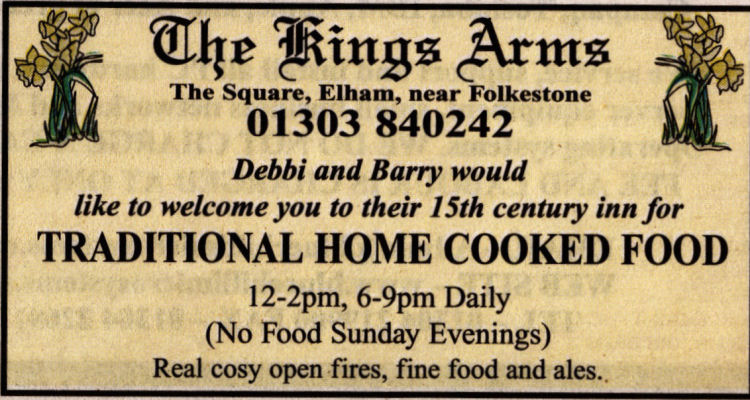 Kings Arms advert Elham
