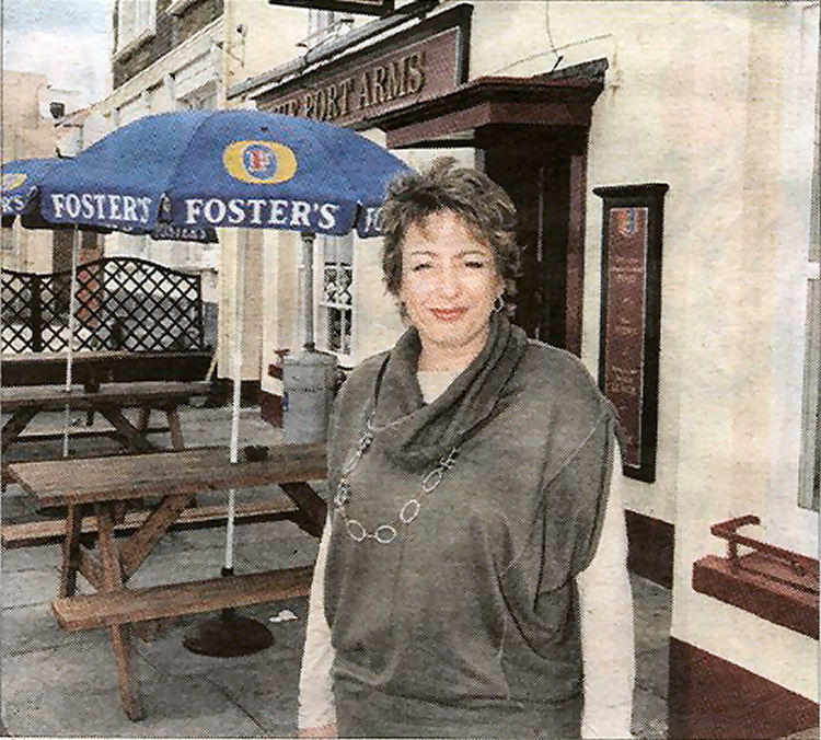 Nikki Pooke outside the Port Arms