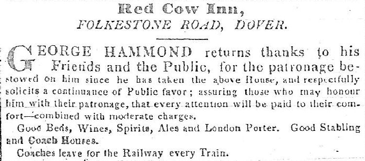 Red Cow advert 1843