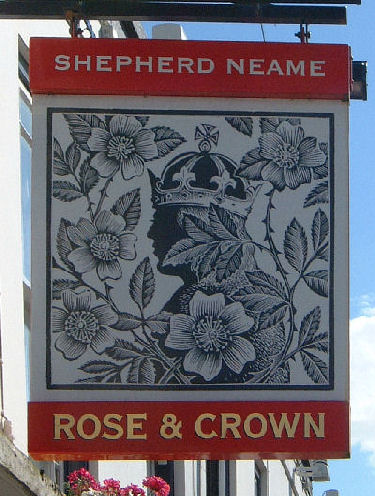 Rose and Crown sign at Elham