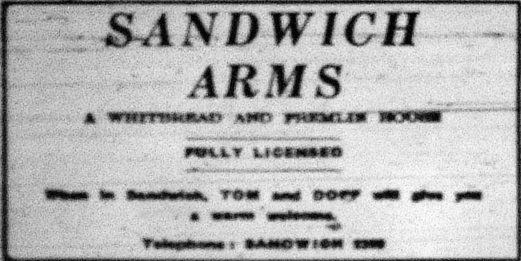 Sandwich Arms Advert 1970