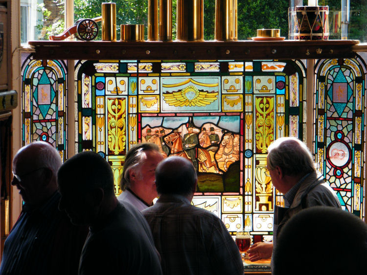 Stained glass window inside