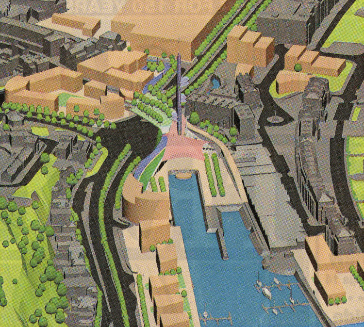 Land bridge and tower